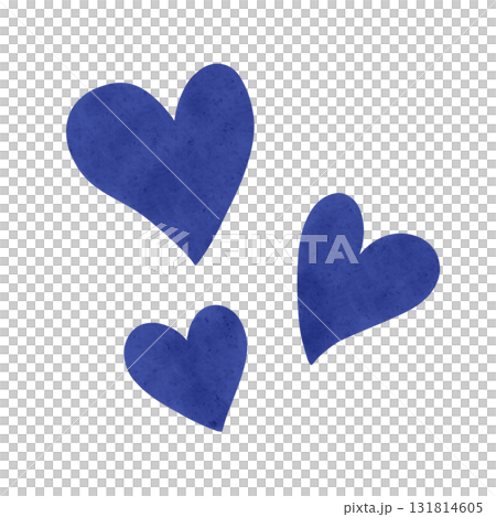 Dark blue heart pattern watercolor hand-drawn illustration 131814605