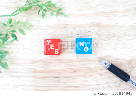 赤と青のブロックで表現されたYESとNOの選択肢。 131814945