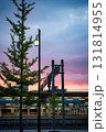 Aomori street and train station at sunset, in Japan 131814955