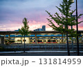 Aomori street and train station at sunset, in Japan 131814959