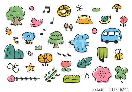 自然イメージのイラストセット 131816246