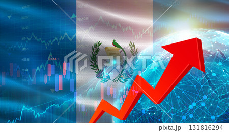 Global financial growth with Guatemala flag. Financial growth with Guatemala flag on economic background 131816294