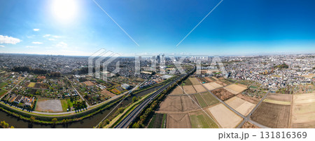 空撮「埼玉県」見沼田んぼ秋の風景　さいたま市 131816369