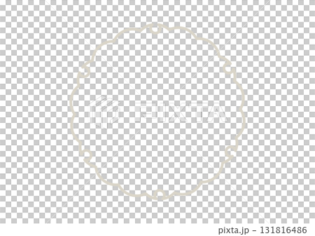 和柄のシンプルなフレーム枠のイラスト　雪輪　灰色ベージュ　線と面　白バック　ベクターpng透明 131816486