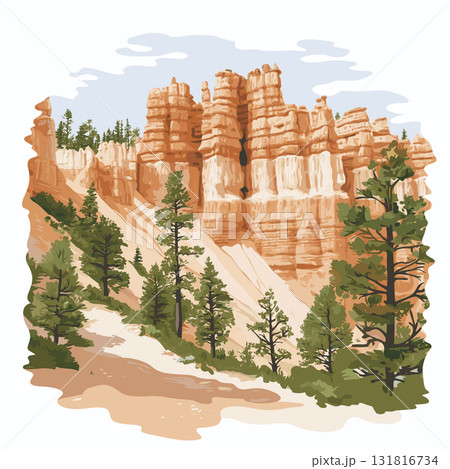 Bryce Canyon National Park. Bryce Canyon National Park hand drawn watercolor illustration Bryce Canyon National Park. Bryce Canyon National Park hand drawn watercolor illustration 131816734