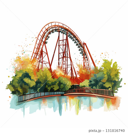 Cedar Point. Cedar Point hand drawn watercolor illustration 131816740