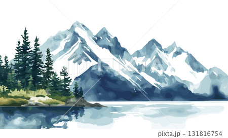Kenai Fjords National Park. Kenai Fjords National Park hand drawn watercolor illustration Kenai Fjords National Park. Kenai Fjords National Park hand drawn watercolor illustration 131816754