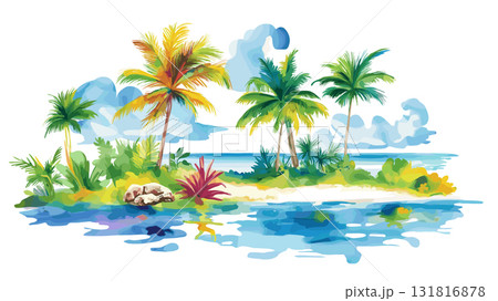 Isla Mujeres. Isla Mujeres hand drawn watercolor illustration Isla Mujeres. Isla Mujeres hand drawn watercolor illustration 131816878