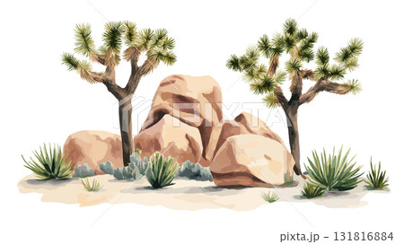 Joshua Tree National Park. Joshua Tree National Park hand drawn watercolor illustration Joshua Tree National Park. Joshua Tree National Park hand drawn watercolor illustration 131816884