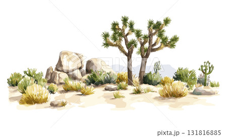 Joshua Tree National Park. Joshua Tree National Park hand drawn watercolor illustration Joshua Tree National Park. Joshua Tree National Park hand drawn watercolor illustration 131816885