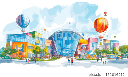 Mall of America. Mall of America hand drawn watercolor illustration Mall of America. Mall of America hand drawn watercolor illustration 131816912