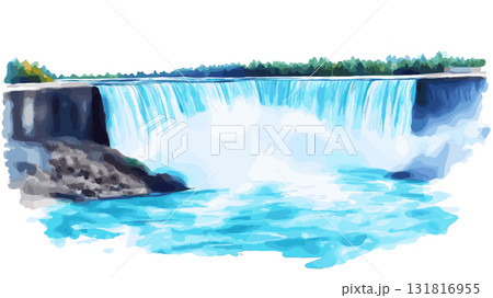 Niagara Falls. Niagara Falls hand drawn watercolor illustration Niagara Falls. Niagara Falls hand drawn watercolor illustration 131816955