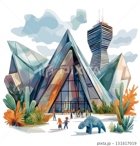 Royal Ontario Museum. Royal Ontario Museum hand drawn watercolor illustration 131817019