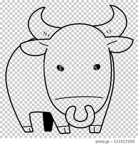 Monochrome cute bull illustration 131817200