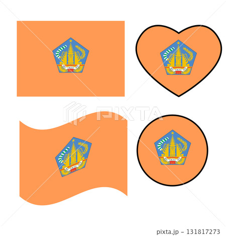 Waving flag of Bali. Bali Indonesia national flag on white background. Bali love flag. Circle badge. flat style. Waving flag of Bali. Bali Indonesia national flag on white background. Bali love flag. Circle badge. flat style. 131817273