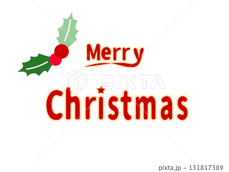 クリスマスのロゴ文字　赤色　merry　Christmas　シンプルな白背景ベクターpng透明 131817389