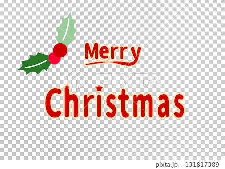 クリスマスのロゴ文字　赤色　merry　Christmas　シンプルな白背景ベクターpng透明 131817389