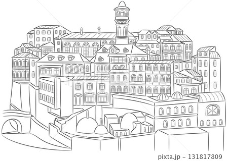 Old Town Tbilisi, Georgia illustration Old Town Tbilisi, Georgia illustration 131817809