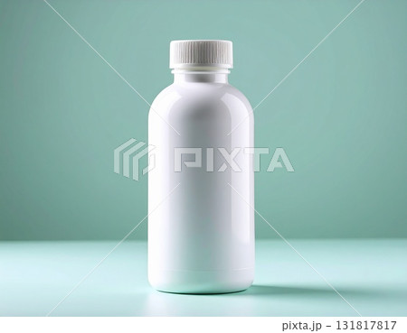 Blank White Plastic Bottle Mint Green Studio Mockup 131817817