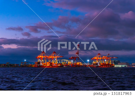 大阪港のガントリークレーン 131817963