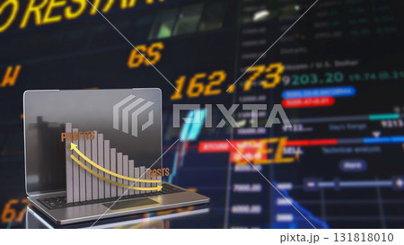 The Chart for Profit and costs for Business concept 3d Rendering. 131818010