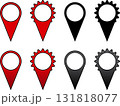 Icon Set of location pin flat design, red and black color 2 styles for website, printing, card, poster.  131818077