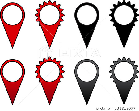 Icon Set of location pin flat design, red and black color 2 styles for website, printing, card, poster.  131818077