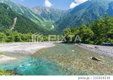 「長野県」梓川の清流・上高地 夏風景 「長野県」梓川の清流・上高地 夏風景 131818130