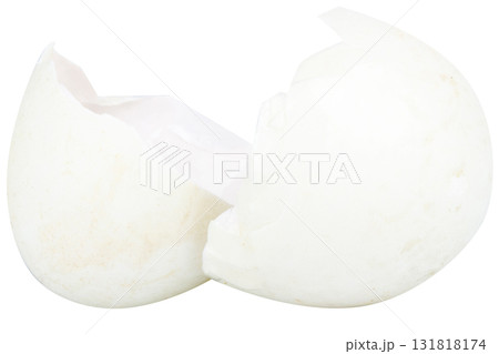 Broken duck eggshell on white background 131818174
