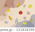 秋の色々な葉とりんご　くすみ背景 131818199