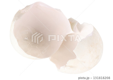 Broken duck eggshell on white background Broken duck eggshell on white background 131818208