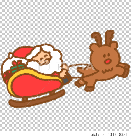Santa Claus riding a sleigh with reindeer and presents Santa Claus riding a sleigh with reindeer and presents 131818381