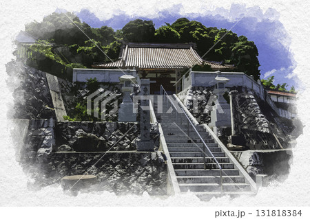 水彩画風 吉岡温泉 宝泉寺 鳥取県鳥取市 水彩画風 吉岡温泉 宝泉寺 鳥取県鳥取市 131818384