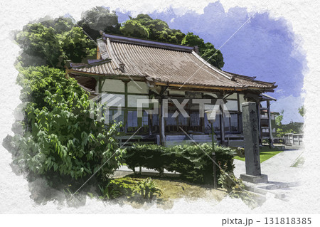 水彩画風　吉岡温泉　宝泉寺　鳥取県鳥取市 131818385