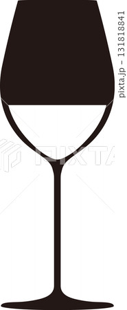 グラスに注がれたワインのシルエット グラスに注がれたワインのシルエット 131818841