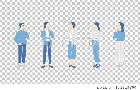 憂心忡忡的女性商業團隊的完整插圖集 131819804