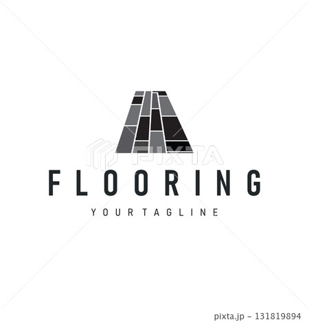 Home decor floor logo with modern aesthetic wood and stone floors and poster template illustration design for brands and symbol 131819894