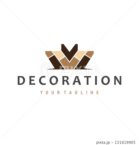 Home decor floor logo with modern aesthetic wood and stone floors and poster template illustration design for brands and symbol 131819905