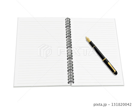 リングノートと万年筆（横罫線）ホワイト 131820042