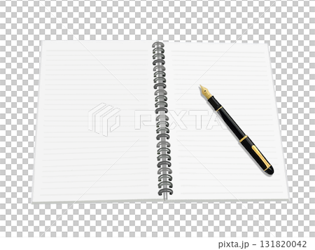 リングノートと万年筆（横罫線）ホワイト 131820042