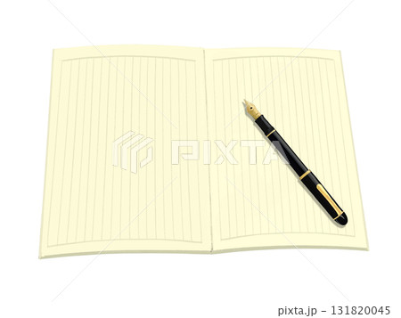 ノートと万年筆(縦罫線)クリーム ノートと万年筆(縦罫線)クリーム 131820045