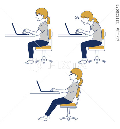 正しい姿勢と悪い姿勢のイラスト 131820076