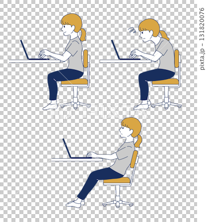 正しい姿勢と悪い姿勢のイラスト 131820076