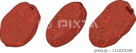 Detailed colored vector art of dates, showcasing dried dates Detailed colored vector art of dates, showcasing dried dates 131820286
