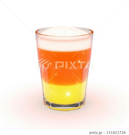 Candy Corn Layered Cocktail Drink in a Clear Glass Cup on White Background Candy Corn Layered Cocktail Drink in a Clear Glass Cup on White Background 131821726