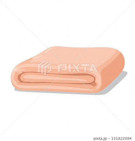 Folded Peach Colored Towel Isolated on White Background Simple Clean Style Folded Peach Colored Towel Isolated on White Background Simple Clean Style 131822084