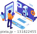 Isometric AI Powered Customer Support Interaction with User 131822455