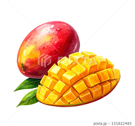 カットマンゴーの水彩イラスト 131822485