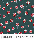 Watercolor lollipop and swirl candies seamless pattern. Cute Christmas sweet candy design. Good for wrapping paper, background, fabric. 131823073