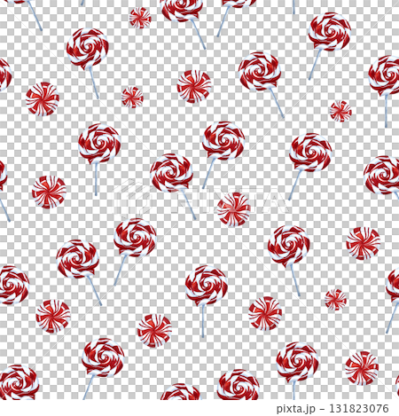 Watercolor lollipop and swirl candies seamless pattern. Cute Christmas sweet candy design. Good for wrapping paper, background, fabric. Watercolor lollipop and swirl candies seamless pattern. Cute Christmas sweet candy design. Good for wrapping paper, background, fabric. 131823076